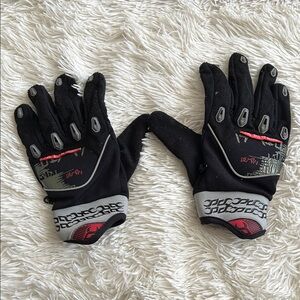 DEMON Black and Gray Gloves with Red Accents